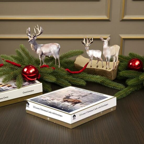 12 Luxury Foil Boxed Cards - Forest Deer